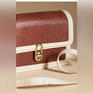 Jules Kae Faux Crocodile Leather Brown and Cream Women's Bag